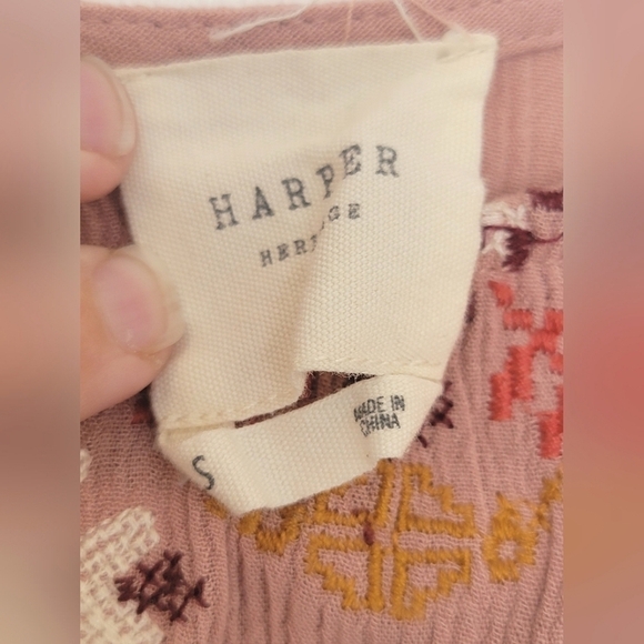 Harper embroidered long sleeve boho shirt, size Small S - Picture 2 of 3